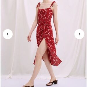 Petite Studio Red Dress with White Floral Design